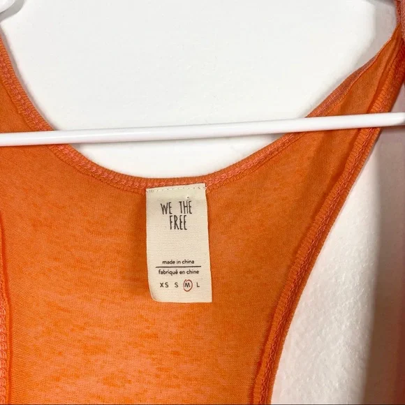FREE PEOPLE We The Free Karmen Double Layer Tank Top Coral Orange Medium - Picture 4 of 8